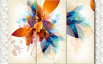 GM012 Объемный триптих с абстрактными цветами